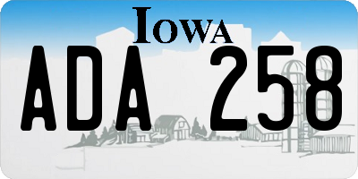 IA license plate ADA258
