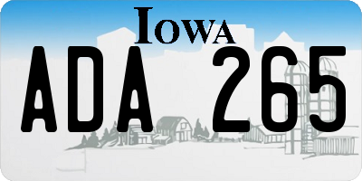 IA license plate ADA265