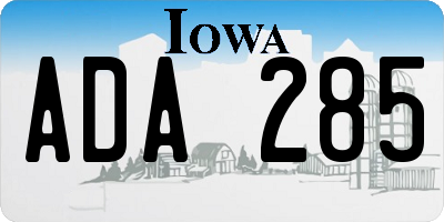 IA license plate ADA285