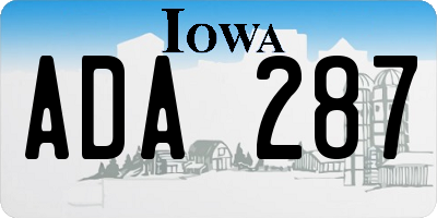 IA license plate ADA287