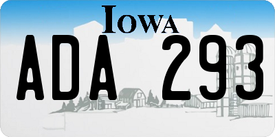IA license plate ADA293