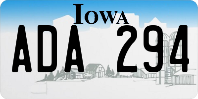 IA license plate ADA294