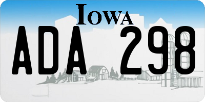 IA license plate ADA298