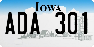 IA license plate ADA301