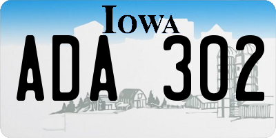 IA license plate ADA302
