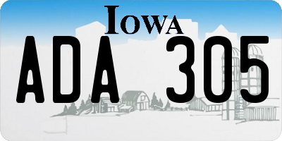 IA license plate ADA305