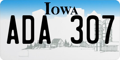 IA license plate ADA307
