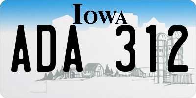 IA license plate ADA312