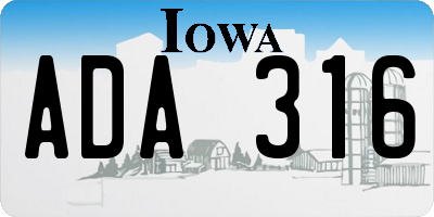 IA license plate ADA316