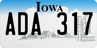 IA license plate ADA317