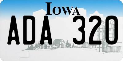IA license plate ADA320
