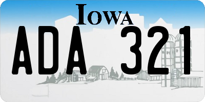 IA license plate ADA321