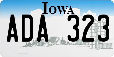 IA license plate ADA323
