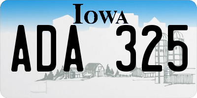 IA license plate ADA325