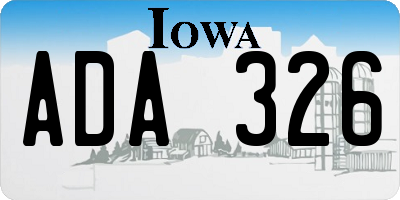 IA license plate ADA326