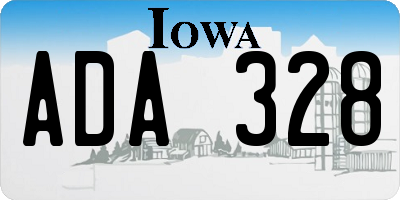 IA license plate ADA328