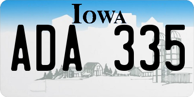 IA license plate ADA335