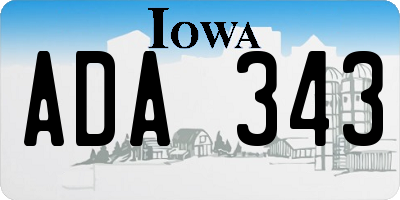 IA license plate ADA343