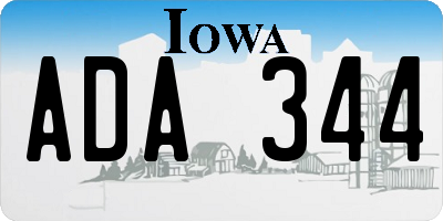 IA license plate ADA344