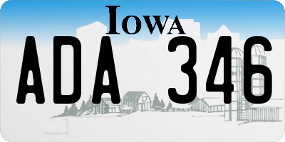 IA license plate ADA346