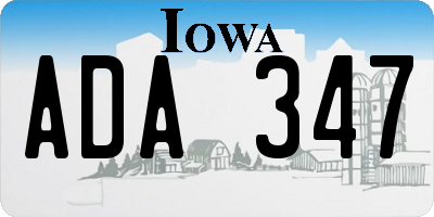 IA license plate ADA347