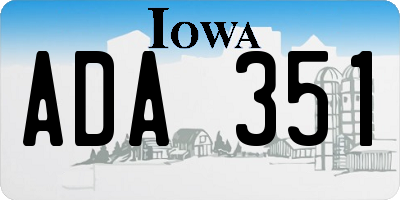 IA license plate ADA351