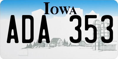 IA license plate ADA353