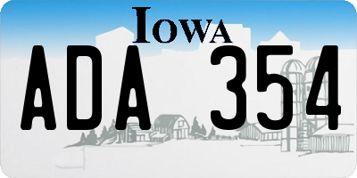 IA license plate ADA354