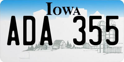 IA license plate ADA355