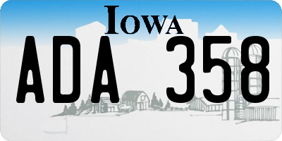 IA license plate ADA358