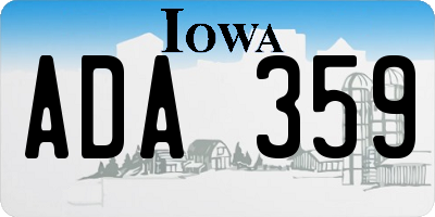 IA license plate ADA359