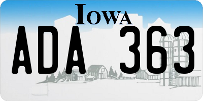 IA license plate ADA363