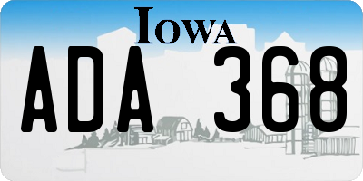 IA license plate ADA368