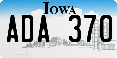 IA license plate ADA370