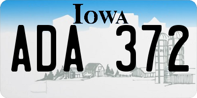 IA license plate ADA372