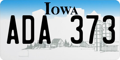IA license plate ADA373