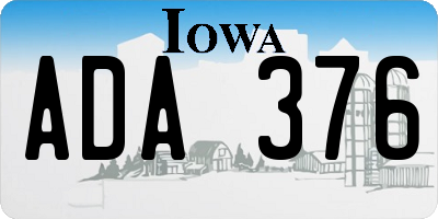 IA license plate ADA376