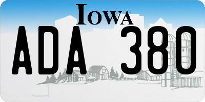 IA license plate ADA380