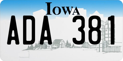 IA license plate ADA381