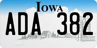 IA license plate ADA382