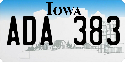 IA license plate ADA383