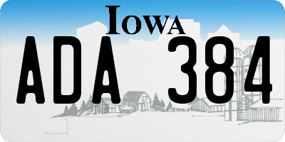 IA license plate ADA384