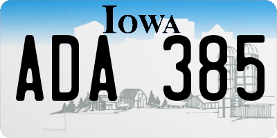 IA license plate ADA385