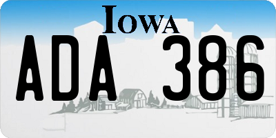 IA license plate ADA386