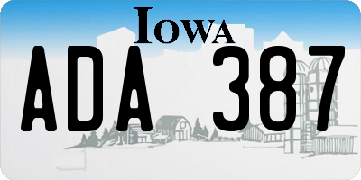 IA license plate ADA387