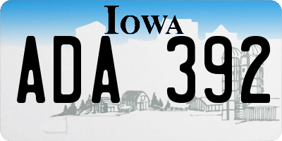 IA license plate ADA392