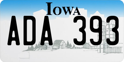 IA license plate ADA393