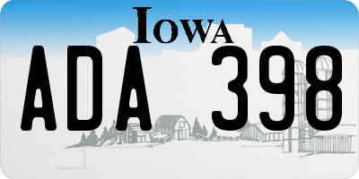 IA license plate ADA398