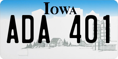 IA license plate ADA401
