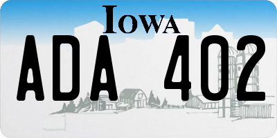 IA license plate ADA402